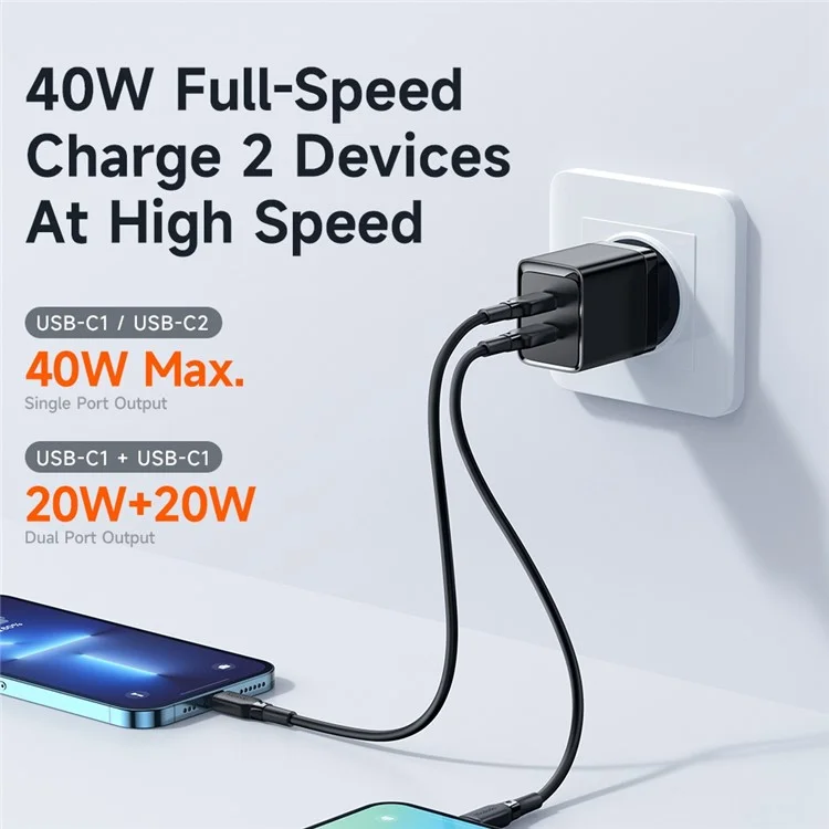 MCDODO MDD 40W Gan Dual Tipo-c Tobletía Tableta de Carga Rápida Cargador de Pared de la Pared - Enchufe de la ue