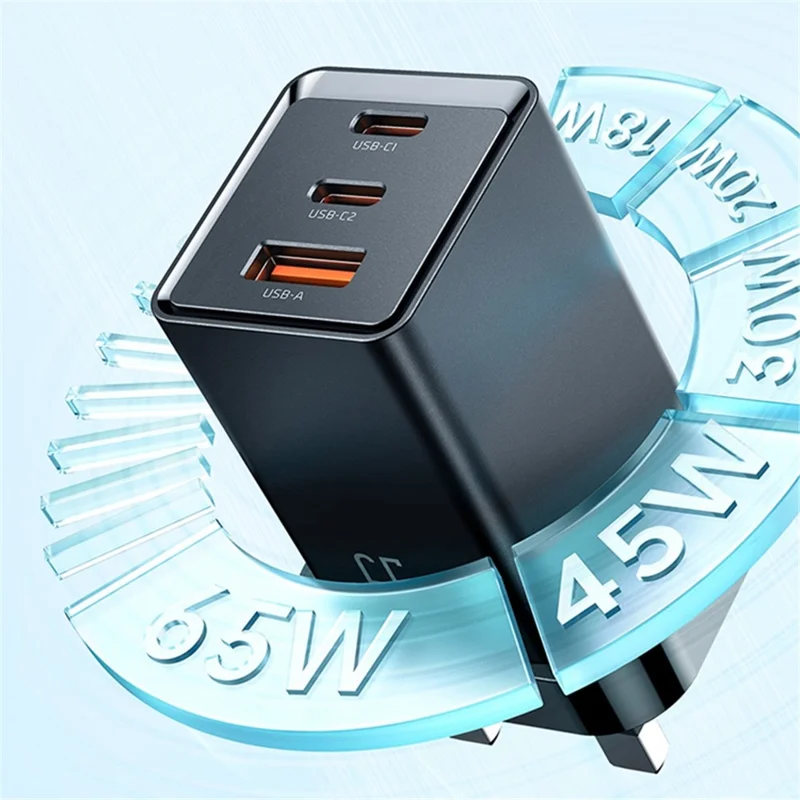 MCDODO CH-15 MDD 65W GaN 5 Mini Fast Charger Wall Charger Adapter Portable 3-Ports Quick Charger Set with Type-C Charging Cable - UK Plug