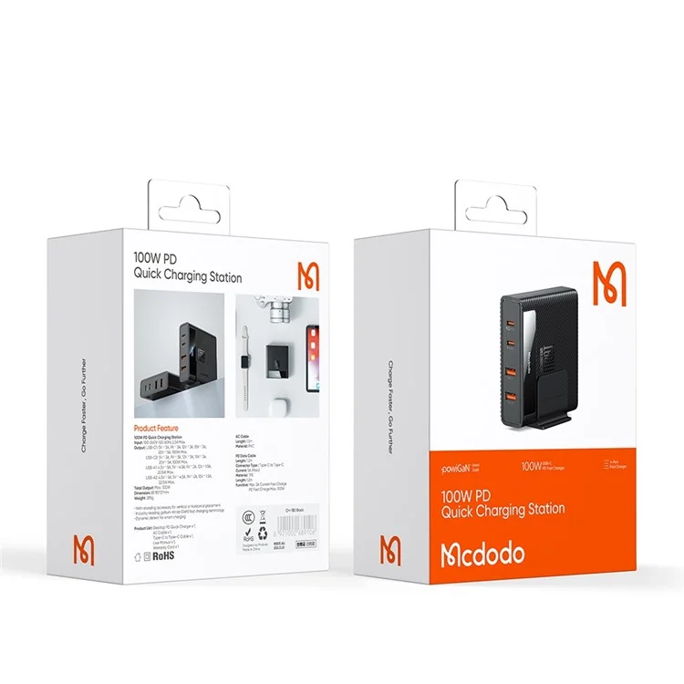 MCDODO CH-180 MDD Type-C PD 100W Fast Charger Station 4-in-1 Desktop GaN Phone Charger - US Plug