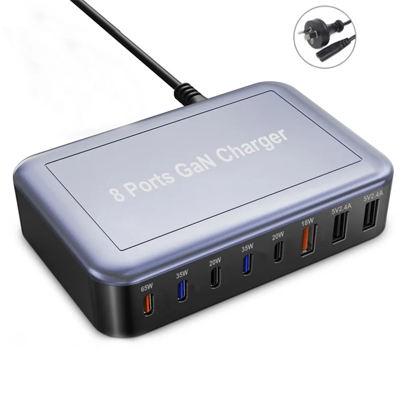 Multi-Port GaN 135W Fast Charger 5 USB-C + 3 USB Charging Station (CE) - AU Plug