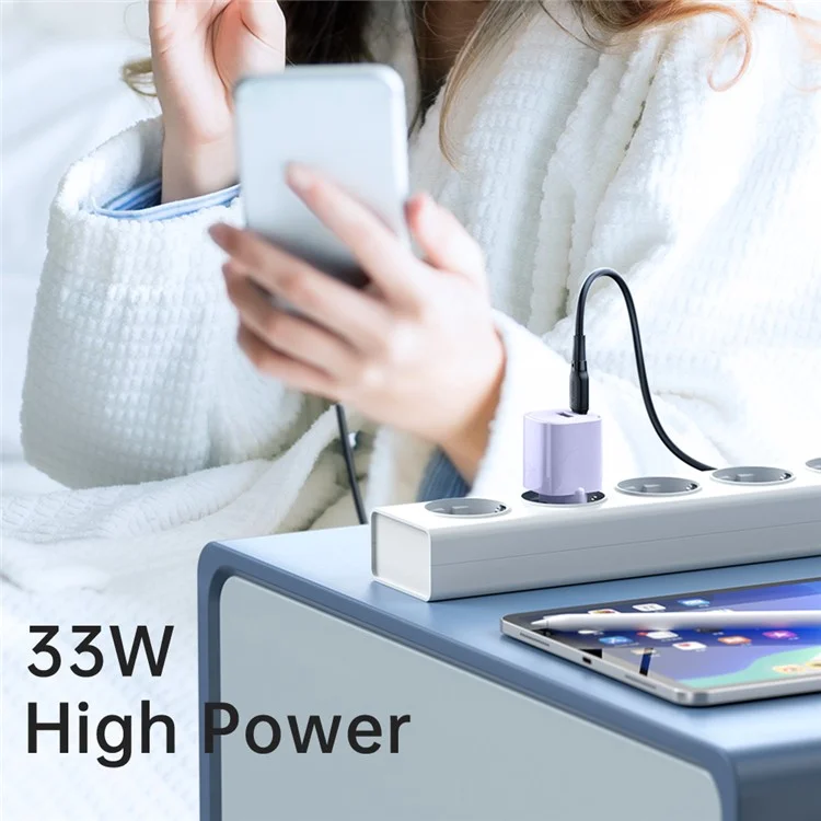 MCDODO MDD Nano Series PD 33W USB-A + Type-C Fast Charging Adapter Dual Port Wall Charger - EU Plug / Purple