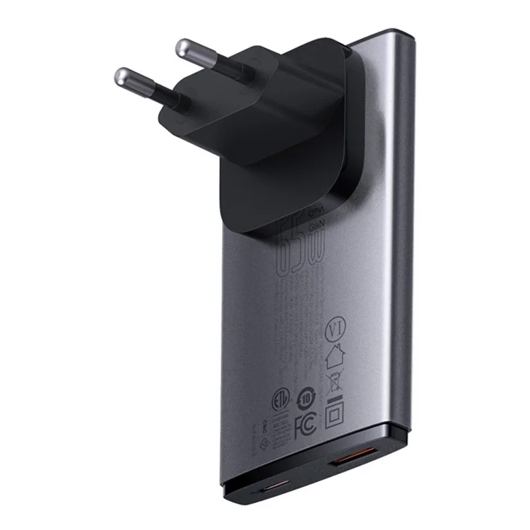 Chargeur rapide ultra-fin BASEUS CCGAN65C5-UT GaN5 Pro, 65 W, double port, chargeur de téléphone (édition pour l'étranger, avec adaptateur de prise EU+UK)