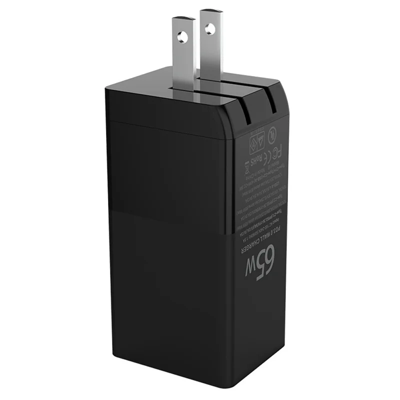 i10 65W Szybkie Ładowanie GaN Ładowarka 2x Typ-C + 1x USB-A PD QC 3.0 Adapter Ładowania - Wtyk US