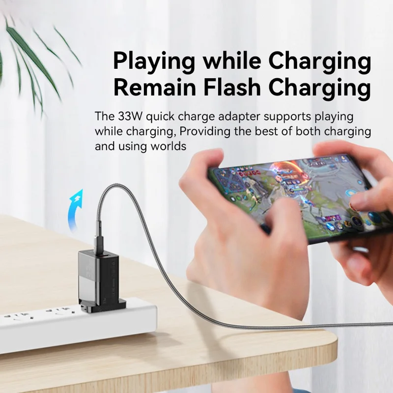 ESSAGER 33W USB-A + Type-C Fast Charging Adapter GaN Dual Port Wall Charger - UK Plug / White