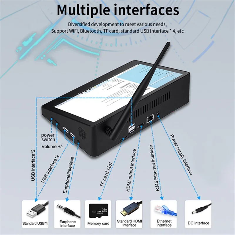 CENAVA H7 N4020 All-in-One Mini PC Tablet Box 7'' 3GB+64GB Windows 10 64-bit Industrial Computer - US Plug
