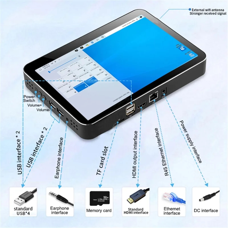 CENAVA H8F Z3735F Industrial Computer 8'' 2GB+64GB Windows 10 Tablet Box Mini  PC - AU Plug