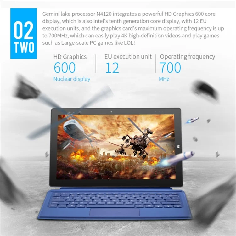 Cenava W11 Tablette 11,6 Pouces 8 go + 128 go Intel N4120 Win10 Quad Core Double Camera Tablet - Bleu