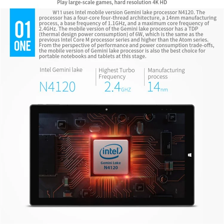 Cenava W11 Tablette 11,6 Pouces 8 go + 128 go Intel N4120 Win10 Quad Core Double Camera Tablet - Bleu