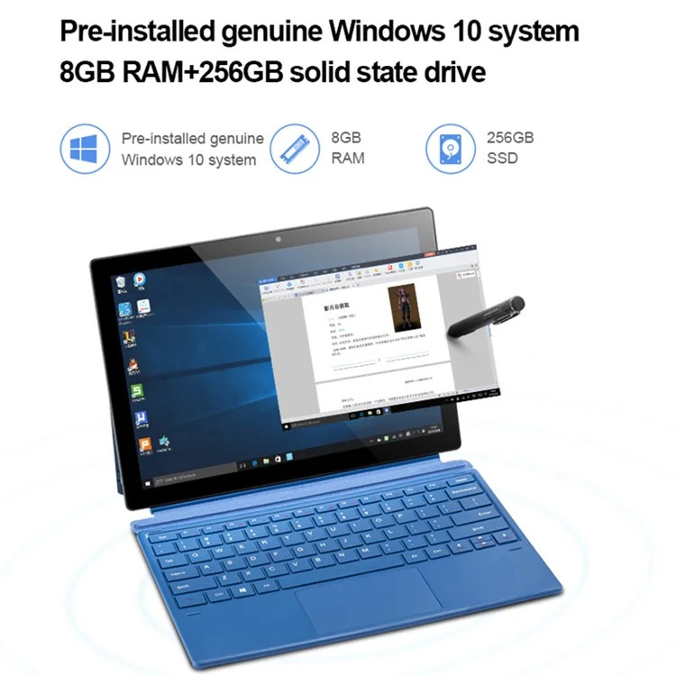 Cenava W12 12,3-zoll-tablet 8 Gb+256 gb Qualcomm 850 Win10 Dual-kamera-tablet Mit Klapphalterung - Blau