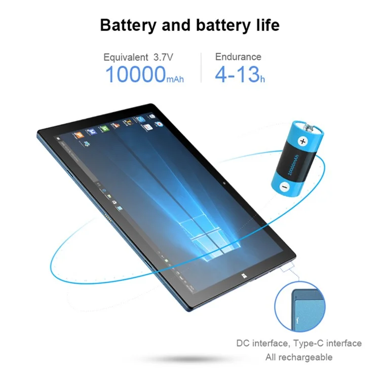 Cenava W12 Tablette 12,3 Pouces 8 go + 256 go Qualcomm 850 Win10 Double Camera Tablet Avec Support de Pliage - Bleu