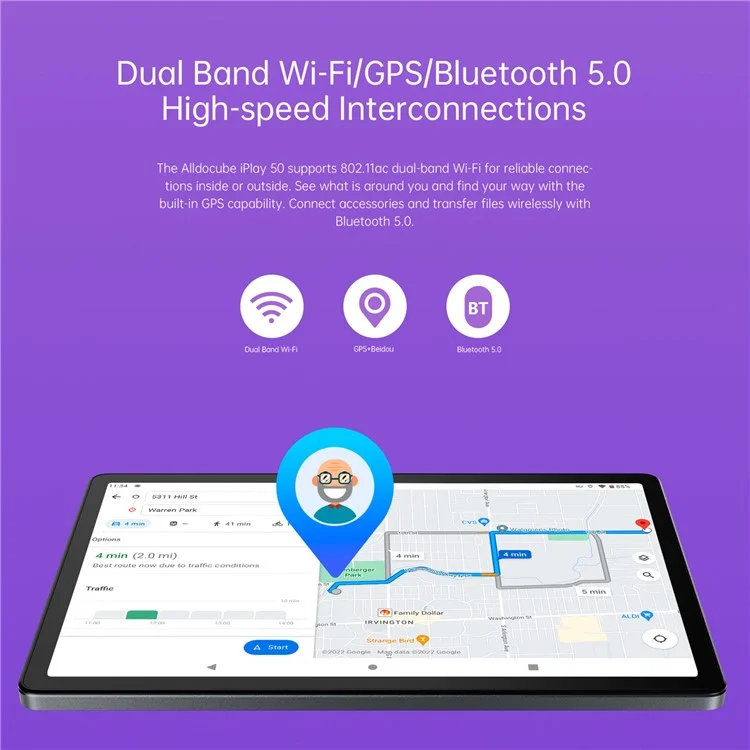 ALLDOCUBE iPlay 50 Tablet 10,4 polegadas 6GB+128GB Tablet 4G 6000mAh Android 12 PC Tablet (Preto / Cinza)