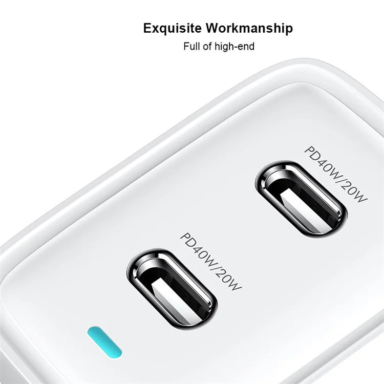 XUNDD XDCH-043 40W PD Fast Charging GaN Phone Charger Fireproof PC Dual Type-C Wall Charger - Spina CN