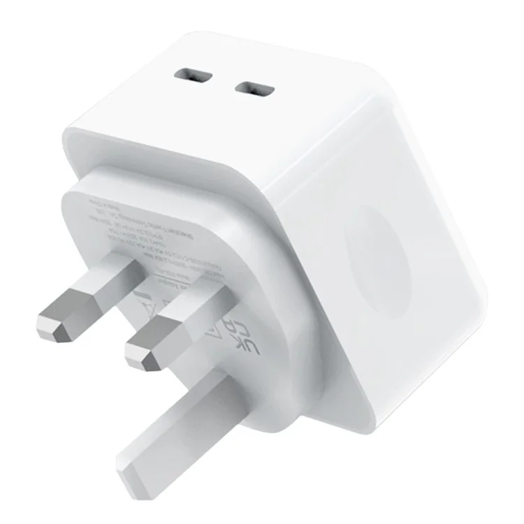 NORTHJO NOGAN3502 PD 35W GaN Fast Charger Dual Type-C PPS Charging Station Adapter - Blanco / Enchufe del Reino Unido