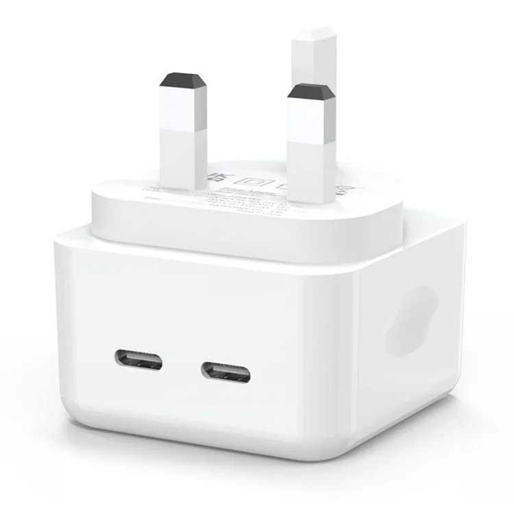NORTHJO NOGAN3502 PD 35W GaN Fast Charger Dual Type-C PPS Charging Station Adapter - Blanco / Enchufe del Reino Unido