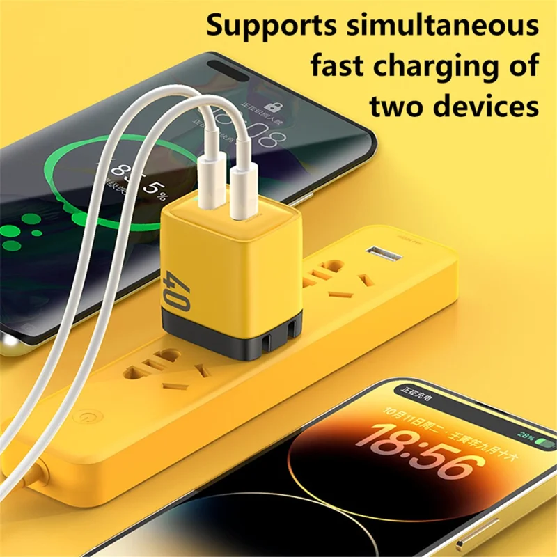 WEKOME WP-U128 40W GaN Dual Type-C Port Wall Charger Phone Fast Charging Adapter - EU Plug