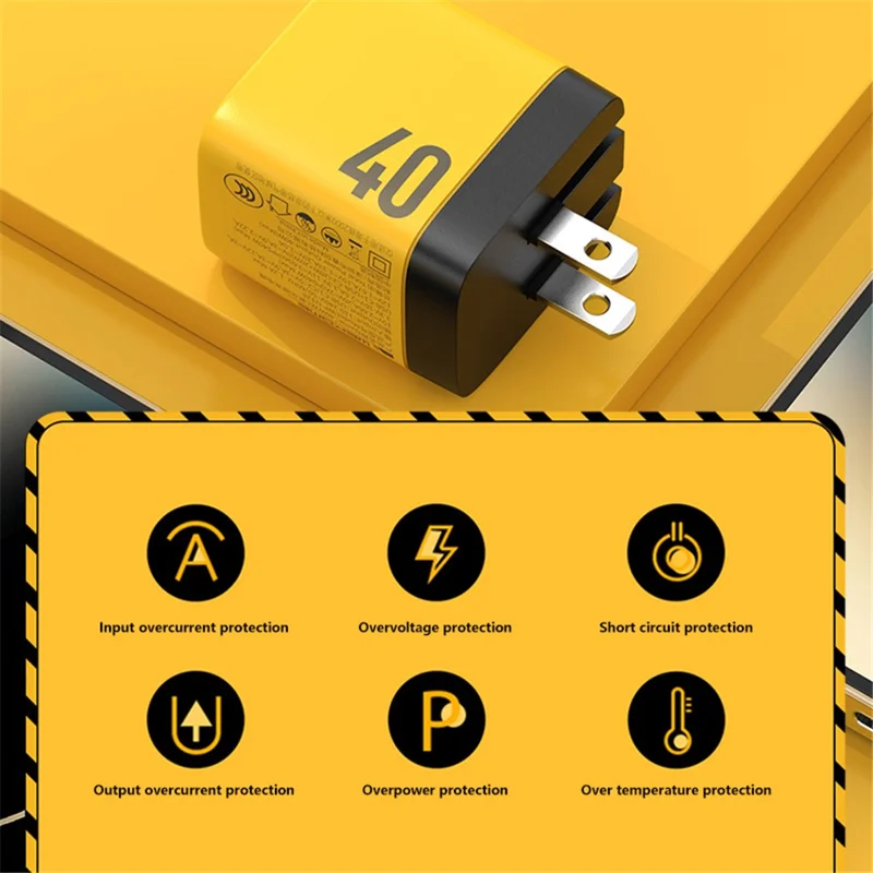 WEKOME WP-U128 40W GaN Dual Type-C Port Wall Charger Phone Fast Charging Adapter - EU Plug