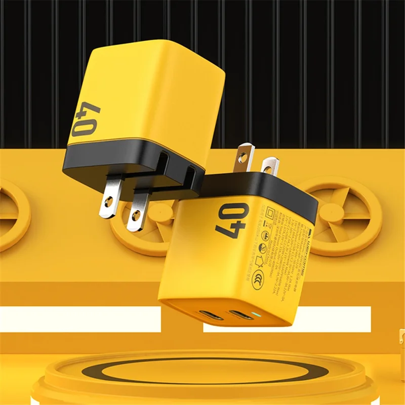 WEKOME WP-U128 40W GaN Dual Type-C Port Wall Charger Phone Fast Charging Adapter - EU Plug