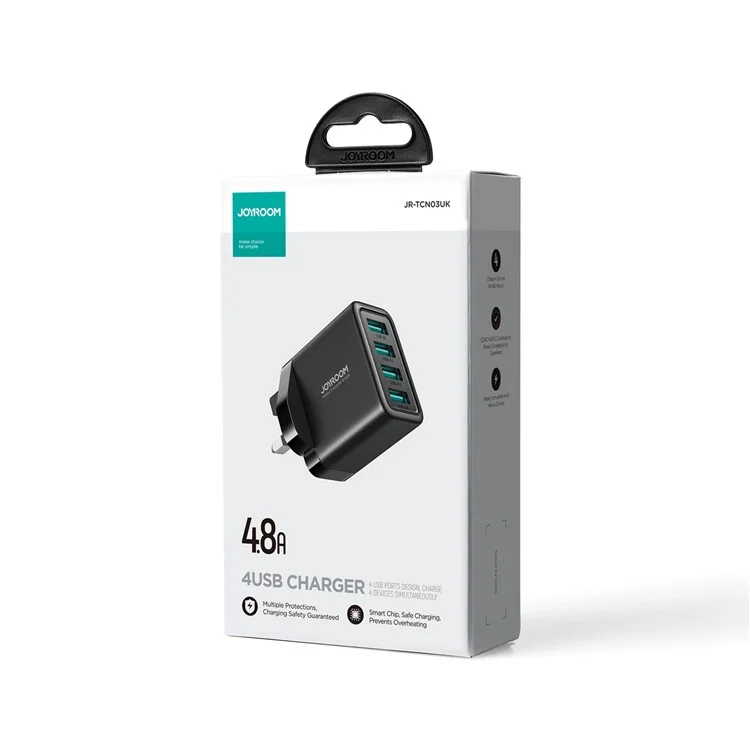 JOYROOM TCN01 UK Plug 4.8A 4 USB Charger Wall Charging Adapter for Tablet Mobile Phone