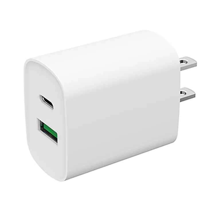 Bulk Purchasing 20W USB-A+USB-C Dual-Port PD 20W Wall Charger Cell Phone Charger (ITS, CE, ERP, ROHS Certificated) - White / US Plug