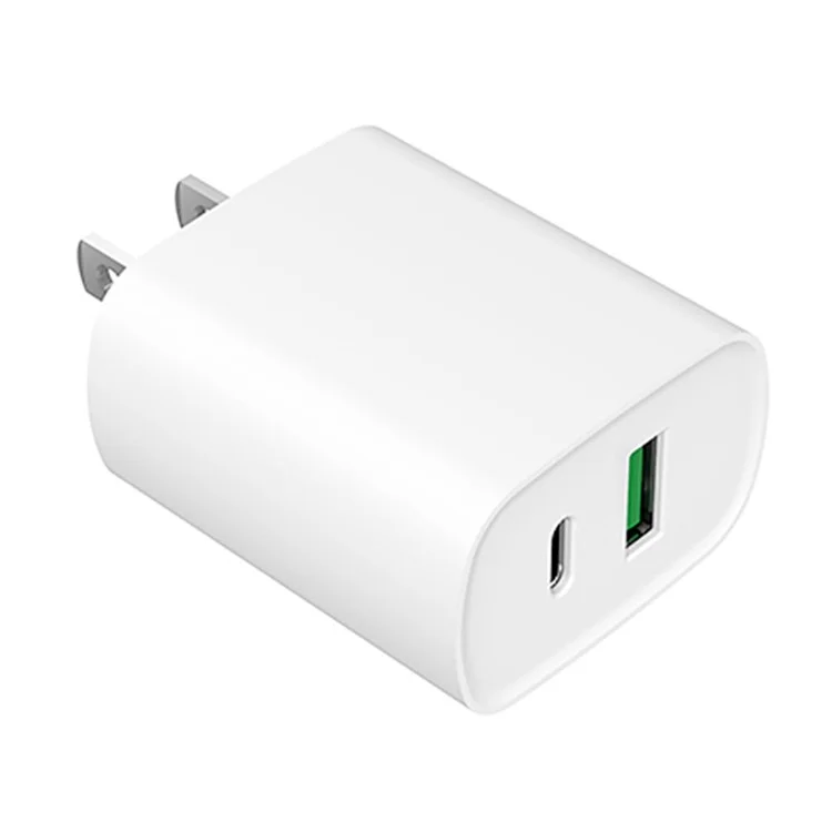 Bulk Purchasing 20W USB-A+USB-C Dual-Port PD 20W Wall Charger Cell Phone Charger (ITS, CE, ERP, ROHS Certificated) - White / US Plug