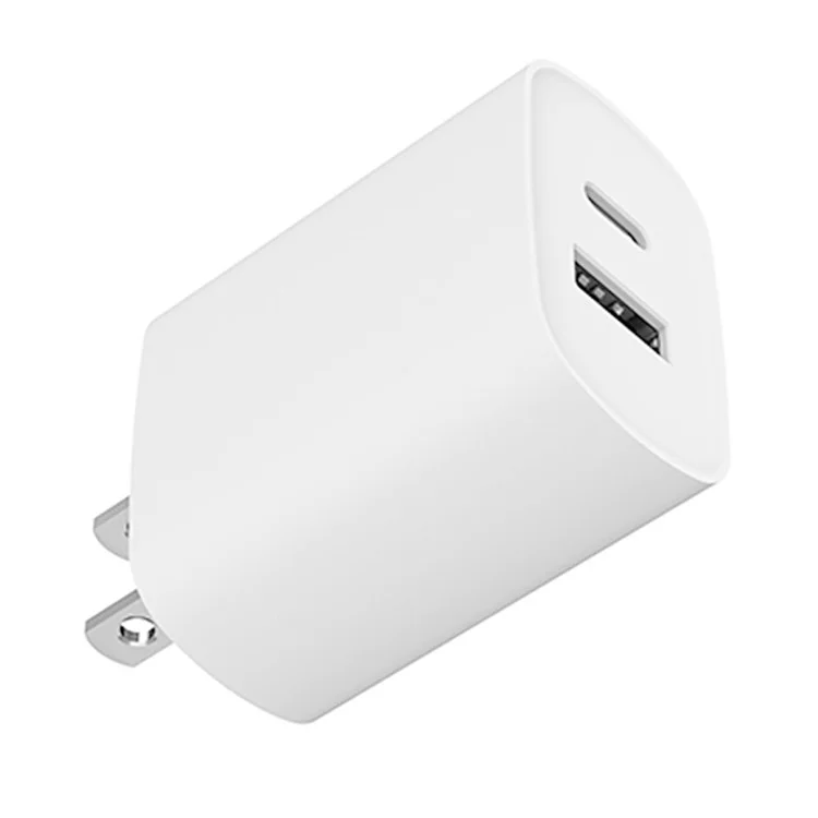 Bulk Purchasing 20W USB-A+USB-C Dual-Port PD 20W Wall Charger Cell Phone Charger (ITS, CE, ERP, ROHS Certificated) - White / US Plug