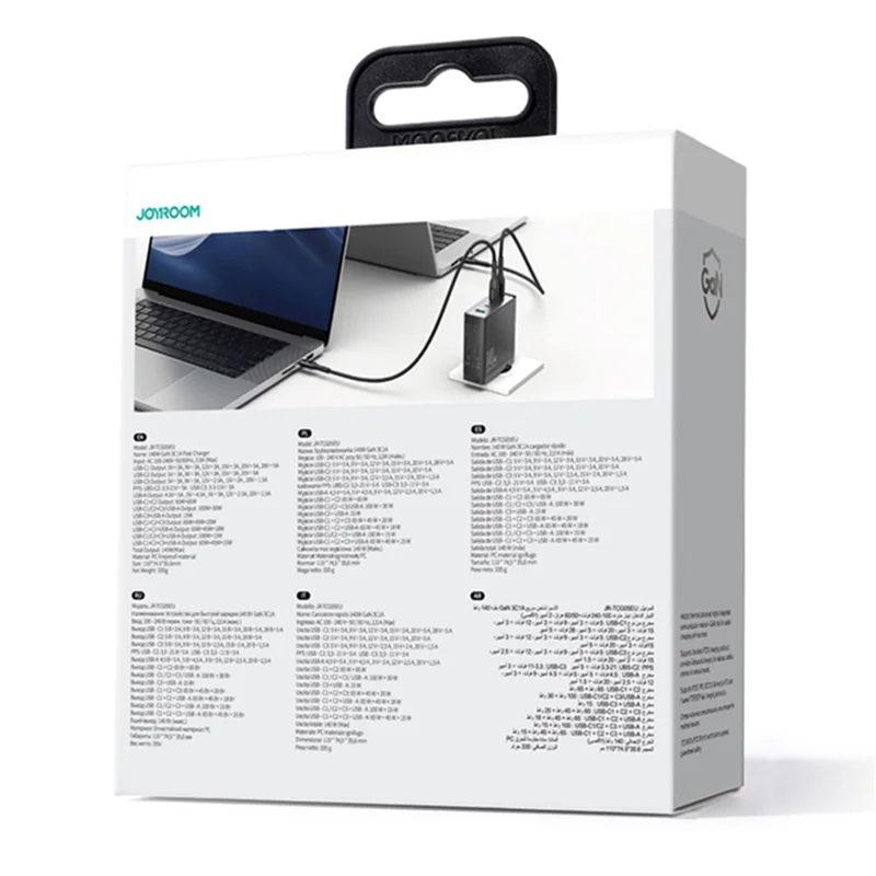 JOYROOM TCG05 140W GaN EU Plug Charger USB + 3*Type-C Phone Tablet Fast Charging Adapter with Type-C to Type-C Cable