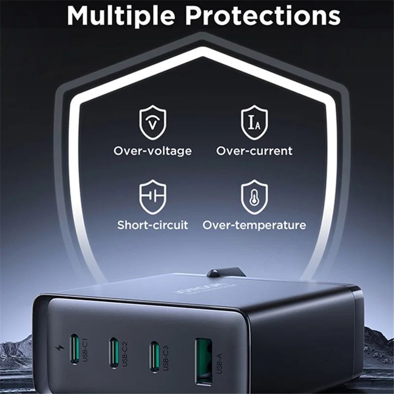 JOYROOM TCG05 140W GaN EU Plug Charger USB + 3*Type-C Phone Tablet Fast Charging Adapter with Type-C to Type-C Cable