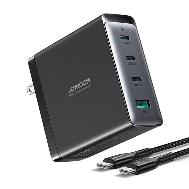 JOYROOM TCG05 140 Вт GaN Super Fast Charge US Plug Charger USB+3*Type-C Charging Adapter с кабелем Type-C - Type-C