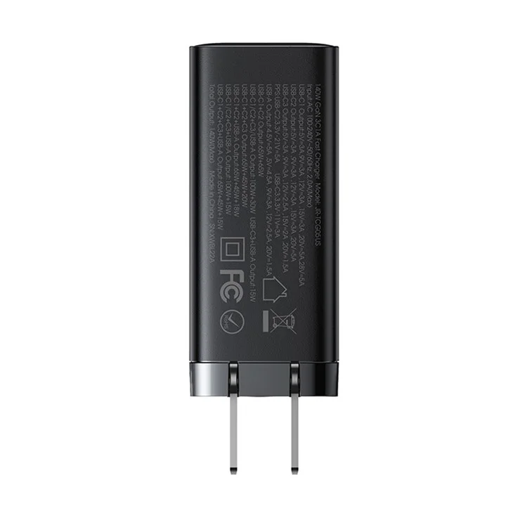JOYROOM TCG05 140 Вт GaN Super Fast Charge US Plug Charger USB+3*Type-C Charging Adapter с кабелем Type-C - Type-C