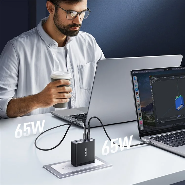 JOYROOM TCG05 140 Вт GaN Super Fast Charge US Plug Charger USB+3*Type-C Charging Adapter с кабелем Type-C - Type-C