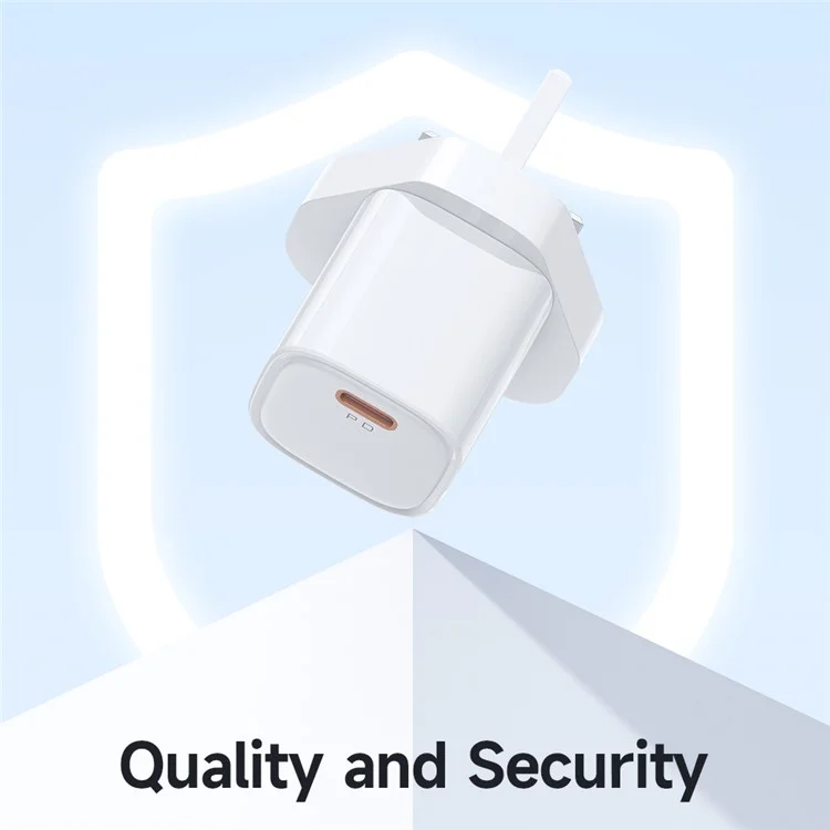 MCDODO Nano Series PD 20W Phone Fast Charging Adapter Singe Type-C Port Wall Charger - Bianco / Spina UK