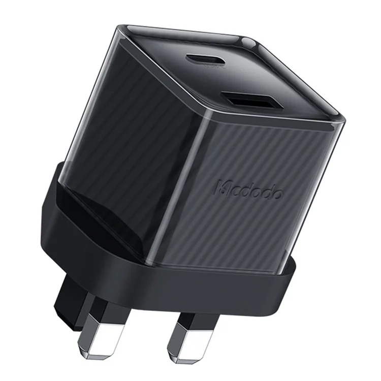 Mcdodo CH-414 UK Plug 33W GaN Usb+tipo-c Carregador de Parede Fire Prova de Fogo Adaptador de Carregamento Para PC - Preto