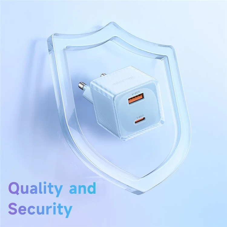 MCDODO CH-415 33W GaN USB+Type-C EU Plug Wall Charger Fireproof PC Phone Tablet Power Adapter - Blue