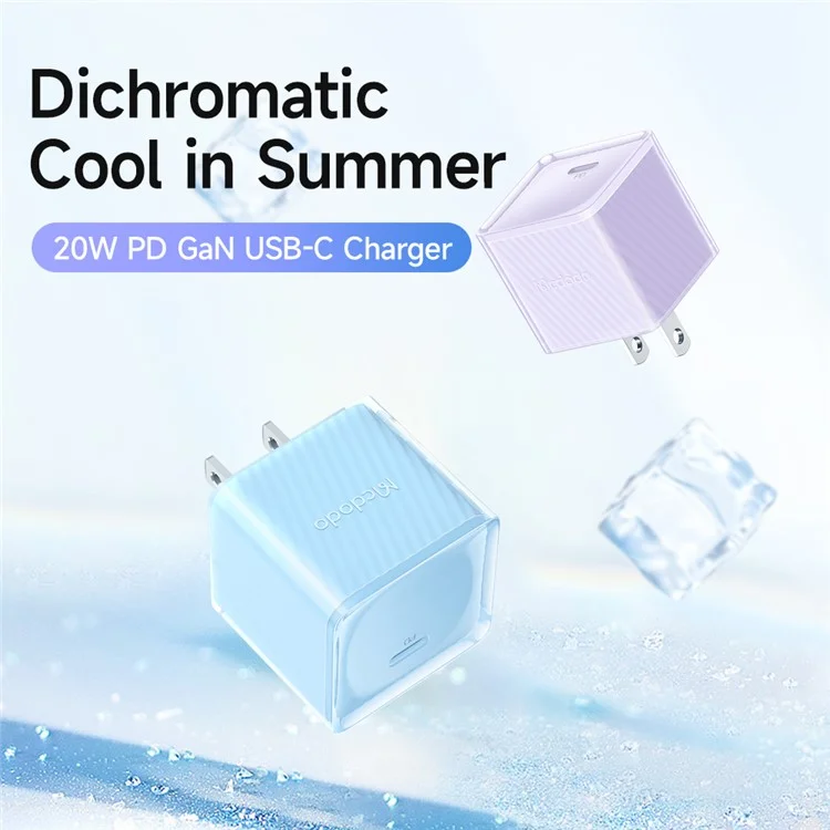 MCDODO CH-375-MDD US Plug 20W GaN Type-C PD Fast Charging Wall Charger Fireproof PC Power Adapter - Blue