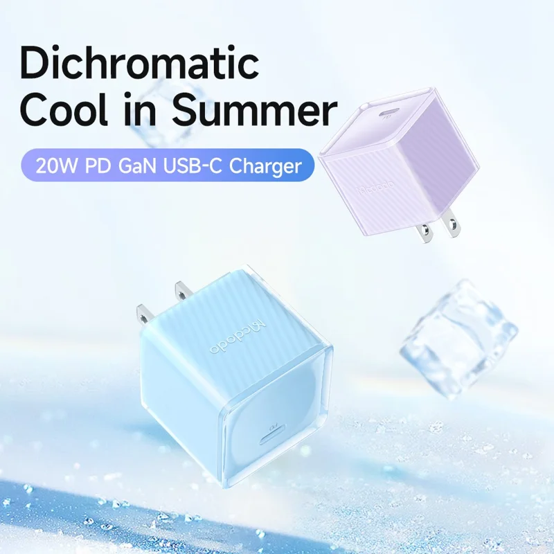 MCDODO CH-375-MDD US Plug 20W GaN Type-C PD Fast Charging Wall Charger Fireproof PC Power Adapter - Purple