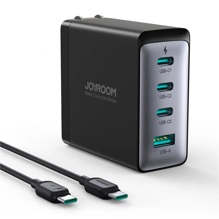 JOYROOM JR-TCG04 100W Fast Charging GaN Wall Charger con 3 caricabatterie multi-porta di tipo C + USB, spina USA