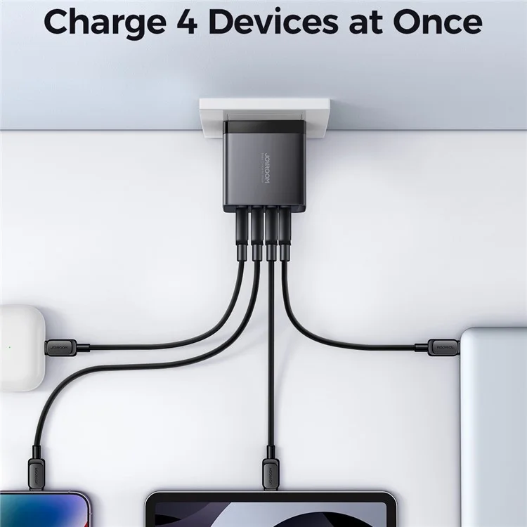 Joyroom JR-TCG04 100W Charger Mural Gan ​​fast Charging Avec Adaptateur de Chargeur Multi-port Usb 3 Type-c +, Plug