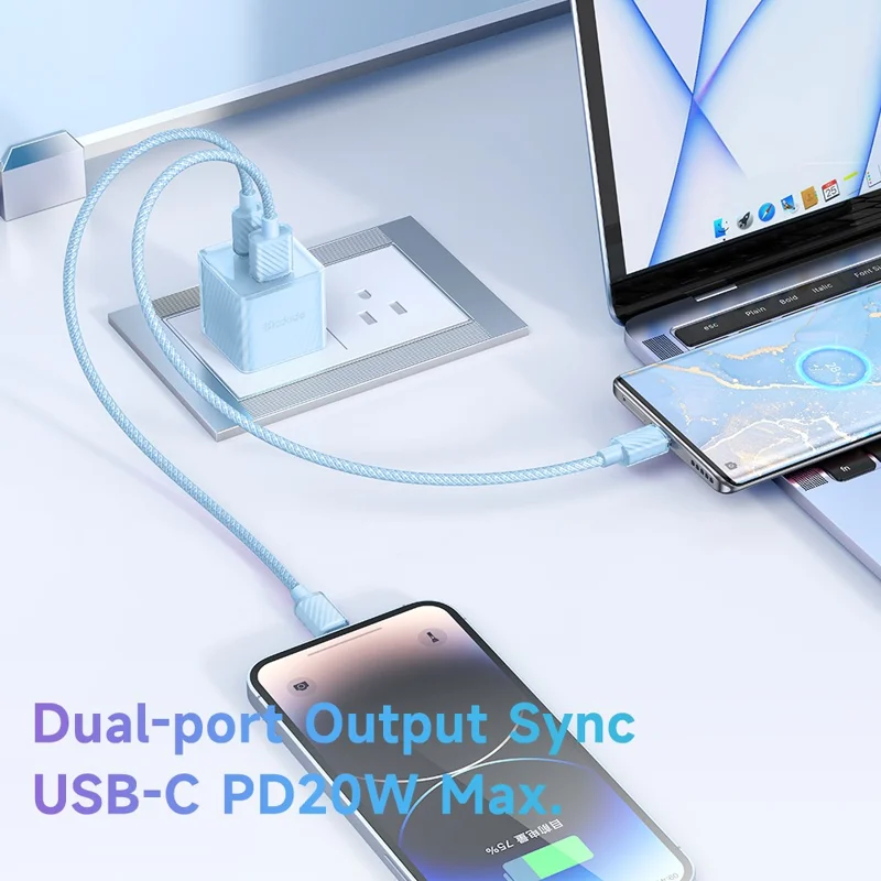 MCDODO CH-413 Dichromatic Series Charging Block 33W USB-A + Type-C Dual Port PD GaN Charger - Blue