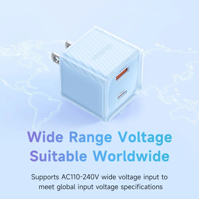 MCDODO CH-413 Dichromatic Series Charging Block 33W USB-A + Type-C Dual Port PD GaN Charger - Blue