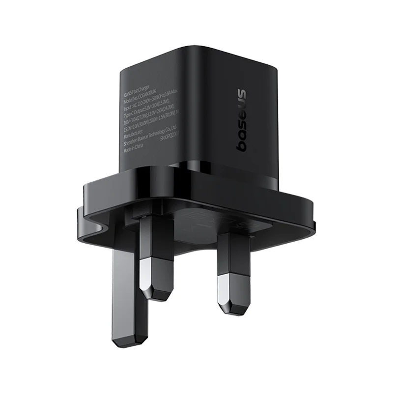 BASEUS GaN5 Mini Fast Charger Portable Type-C 20W Wall Charger Adapter, UK Plug - Black