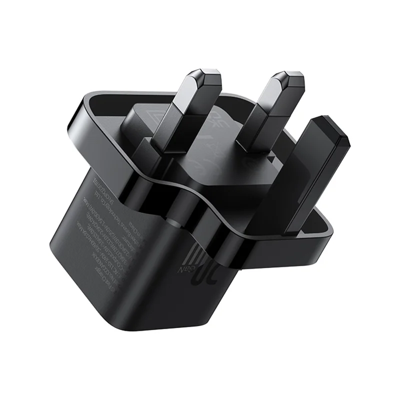 BASEUS GaN5 Mini Fast Charger Portable Type-C 20W Wall Charger Adapter, UK Plug - Black