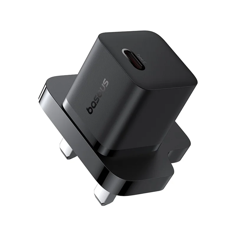 BASEUS GaN5 Mini Fast Charger Portable Type-C 20W Wall Charger Adapter, UK Plug - Black