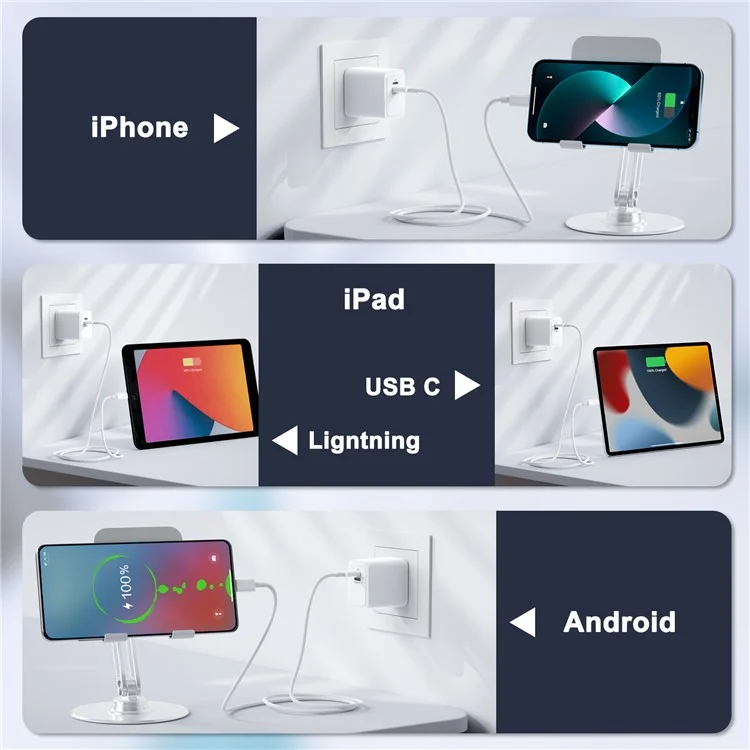 PD 20W Type-C + 8-Pin Fast Charging Phone Charger Power Adapter - US Plug