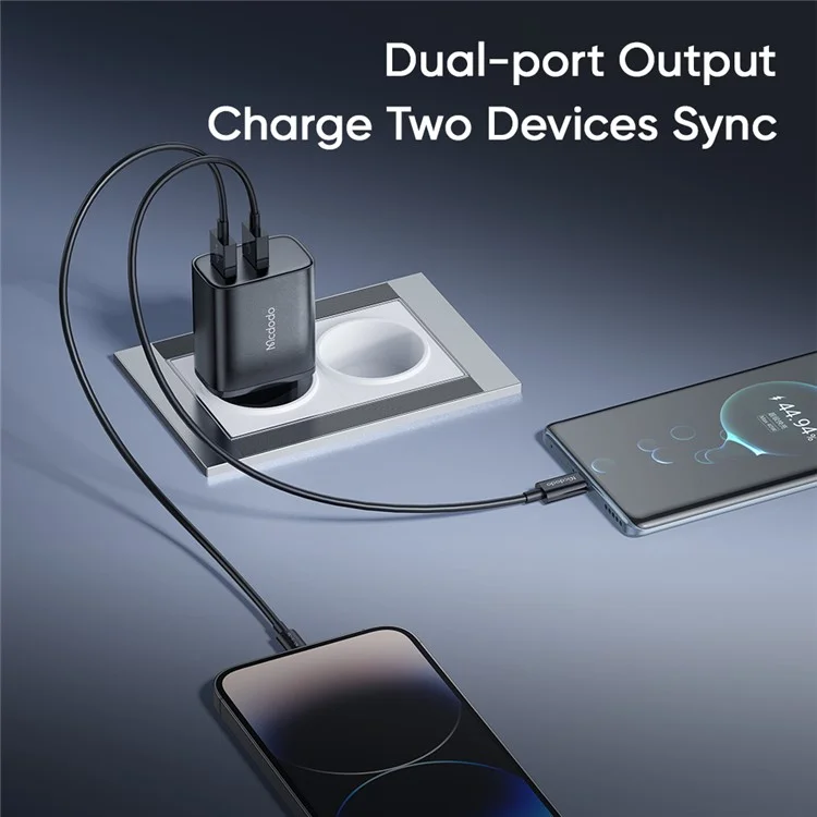 MCDODO Beryllium CH-5070 12W Wall Charger 2 USB-A 2.4A Travel Charger Adapter, Spina UE (Nero)