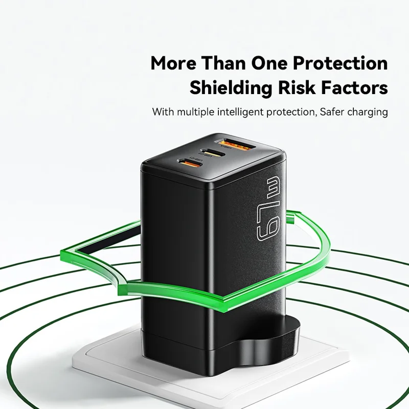 ESSAGER GaN X 67W USB-A + 2 Type-C Wall Charger for Cell Phone, Camera, Tablet, Laptop - White / UK Plug