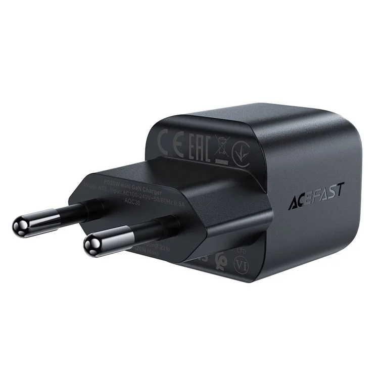ACEFAST A73 Mini PD 20W GaN Зарядное устройство с разъемом Type-C, быстрая зарядка для телефона, адаптер, европейская вилка