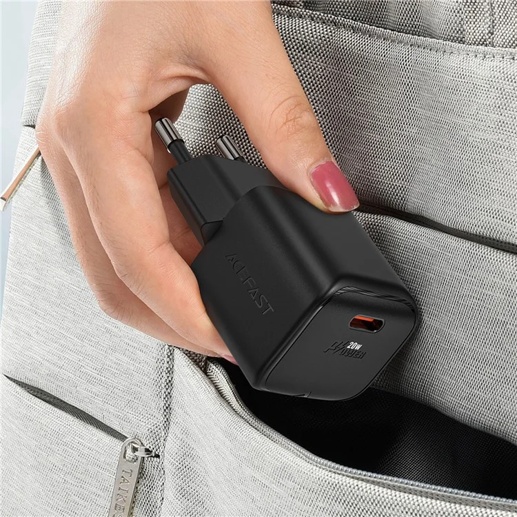 ACEFAST A73 Mini PD 20W GaN Зарядное устройство с разъемом Type-C, быстрая зарядка для телефона, адаптер, европейская вилка