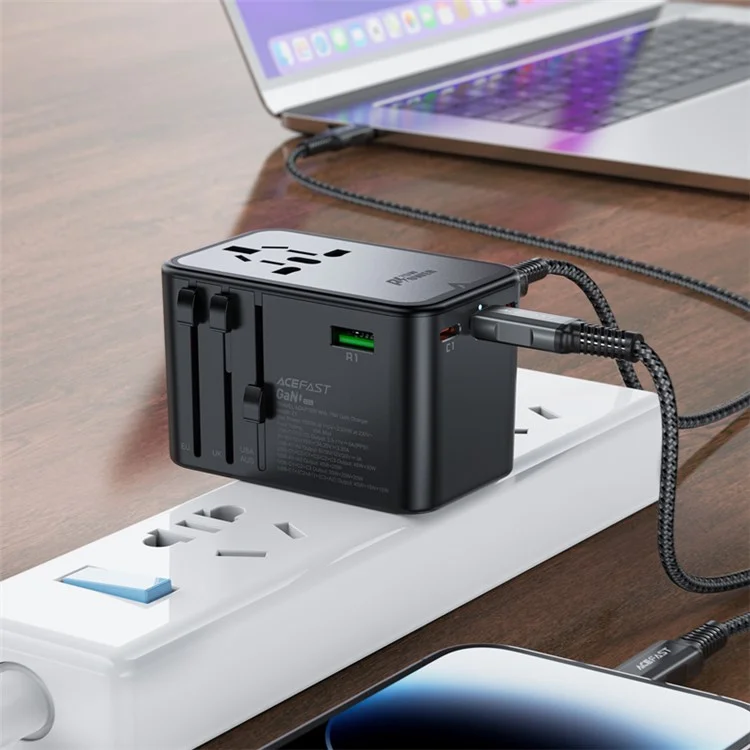 ACEFAST Z1 PD 75W Fast Charger 3 Type-C + 2 USB-A GaN Travel Power Socket with EU / UK / US / AU Plug