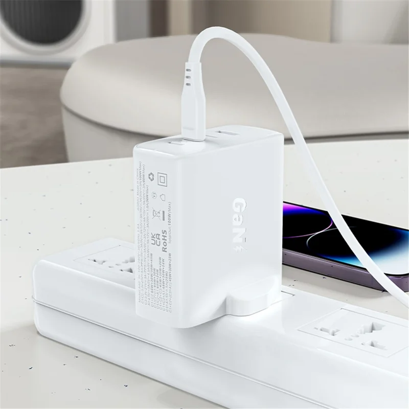 ACEFAST A40 PD 100W GaN Fast Charger 3 Type-C + 1 USB-A Charging Adapter with Charging Cable, UK Plug - White