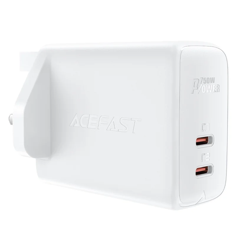 ACEFAST A32 PD 50W Fast Charging Block Dual Type-C Port GaN Wall Charger, UK Plug - White